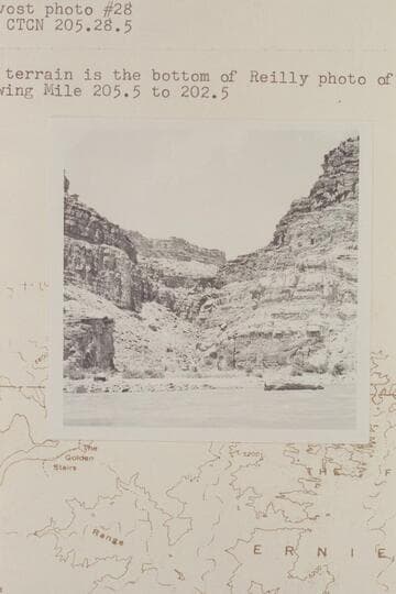 Outlet to Wide Valley at Mile 205.3. The terrain is the bottom of Reilly photo of 9 4 60 showing Mile 205.5 to 202.5
