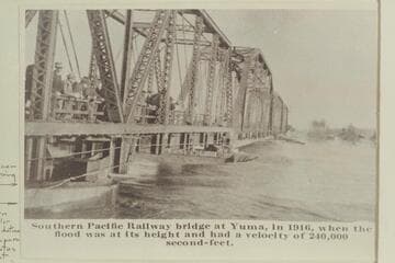 Southern Pacific bridge at Yuma in the flood of 1916