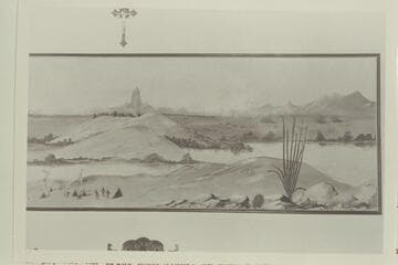 Location of Fort Yuma and Picacho Peak.  Photo of painting by a Yuma indian