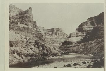 Mouth of Grand Canyon east of Pierces Ferry, Arizona, looking east. Granite, Tonto, and Redwall