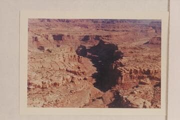 Mouth of Elephant Canyon.  Upper right is mouth of Salt Creek.  The Loop shows upper right.  The 1913 survey plots the mouth of Elephant Creek at Mile 3.1