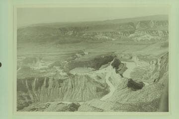 Echo or Steamboat Rock at Pats Hole. The lower end of the Canyon of Lodore is bototom left