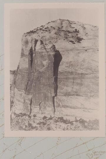 ObserVation Rock. Triangulation Station "B." EleVation: 6809 ft. Head of Millard Canyon. Lower NaVajo Sandstone--lower two-thirds. Height of momument on top: 8 ft