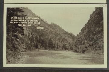 Green River Investigation:  Upstream in Red Canyon, 3 1/2 miles below Cart Creek