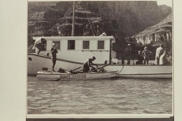 At the head of Lake Mead; end of 1948 traverse of the Grand Canyon