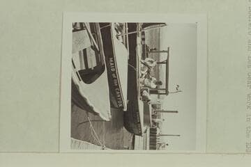 Jim Jordan's African Queen and the two Disney prop boats on arrival at Boulder City. Vee Bodrero and Les Gear work in the "Emma Dean"