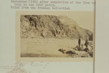 At the mouth of Diamond Creek after completion of the Glen Canyon trip by the USGS party. Print from the Freeman collection