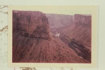 Down from upstream side of rim at mouth of Hot Na Na. Mouth of Rider Canyon is middle right