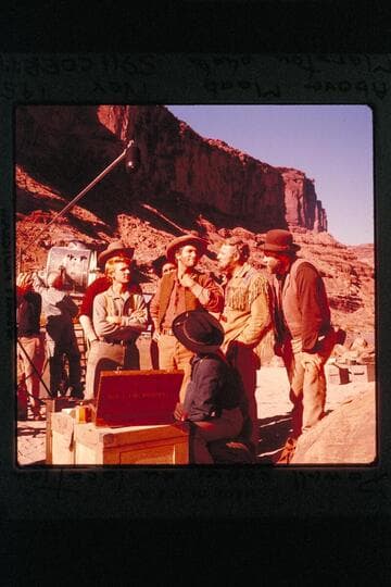 "Ten Who Dared" filming, Powell crew on location above Moab, Nov. 1959