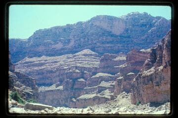 Down river across fan, Bowdie Canyon