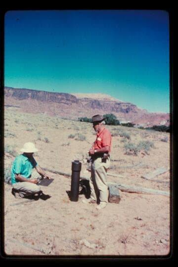 Aleson and Dock at dredge drill hole; Monte Cristo