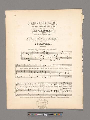Sergeant thin : a comic song / as sung by Mr. Chapman with great applause at the Boston, New York & Philadelphia theatres
