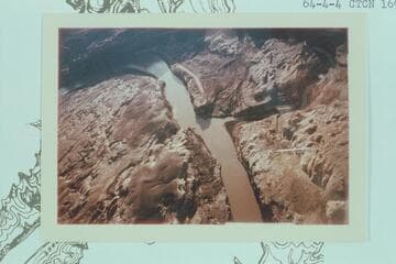 Down to mouth of the Dirty Devil River.  Construction air strip at right bank