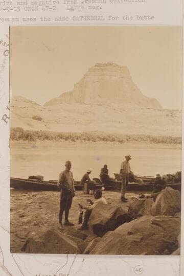 Lunch stop of the LaRue party junket in Glen Canyon. Freeman uses the name "Cathedral" for the butte