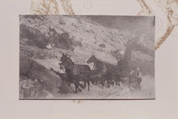 Pulling up hill on rear end finally got boiler onto the so-called road.  Lees Ferry.  Copy of print in Waller collection
