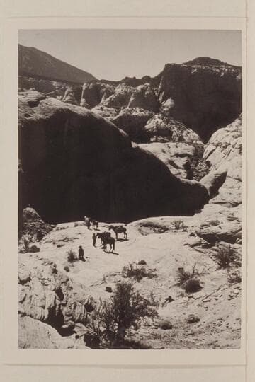 Head of northeast fork of 73.6.  Navajo Mountain is upper left.  Butte 6069 is upper right