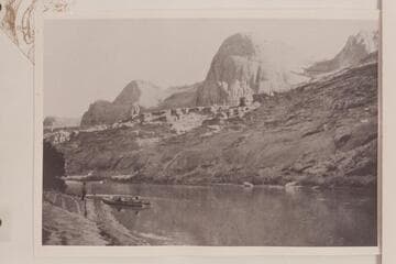 Up Glen Canyon from about Mile 78 1/2.  The boat is the "Ross Wheeler."  Copy of print in Miller collection where it was captioned, "In Glen Canyon short distance below mouth of San Juan River."
