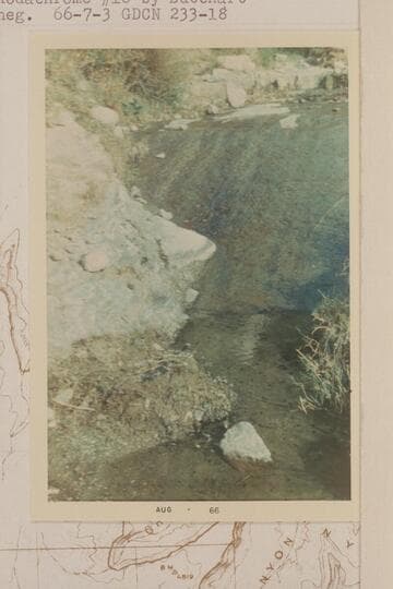 Pool at spring found by Ervin after climb to the top of the pre-Cambrian above 234 Mile Rapid