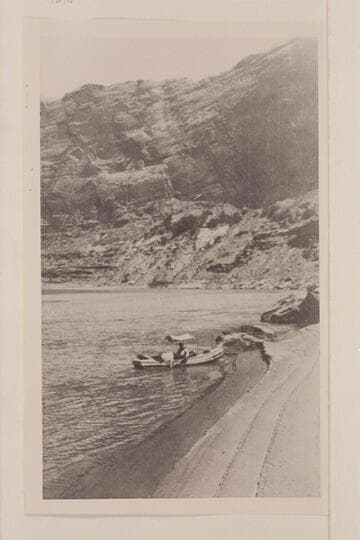 LaRue, Richardson, Wimmer- Glen Canyon trip. Boat was left by Sharp of the Galloway-Stone party in 1909 and bought by LaRue. The location is at left bank, 69 miles below the Dirty Devil River and 10 miles above the Escalante River