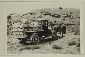 Hauled out - above Capitol Gorge - Loa-Noteum / Stabler album of photos of Glen Canyon trip of 1922. Enroute from Richfield to Halls Crossing