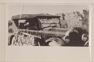 Jesse Lasky, Jr. in car. Cy McMillan taking party to Hite for Glen Canyon traverse