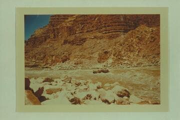 Pontoon No. 1 in Mile 24.5- Tanner Wash Rapid. Clarke and Bruce Lium as boatmen