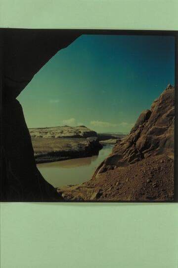 View up river from high shelter in Amphitheatre Glen, Mile 125.4- left bank. The inscriptions "R.B.S. 1900" and "A.S. 1900" are below and just east of shelter