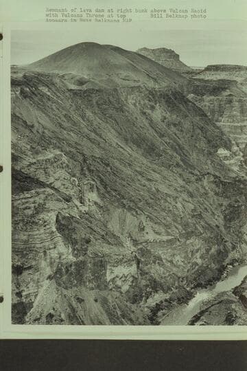 Remnant of lava dam at right bank above Vulcan Rapid with Vulcans Throne at top.  Appears in Buzz Belknap's MAP