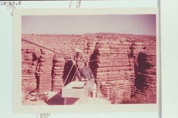 750 feet across, 1,000 feet down. The cable across the Little Colorado is Mile 46.8