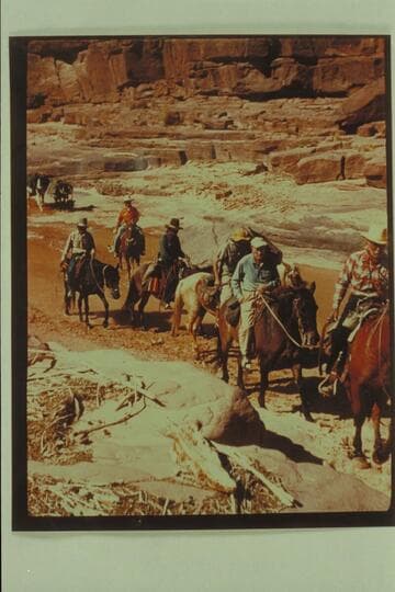 The trail party in the bottom of Navajo Canyon. Mike is at left, then Marston, Whitehat, Cutler, Desloge, Masland