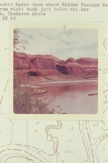 Basket Maker Cave above Hidden Passage Bar. From right bank just below the Bar