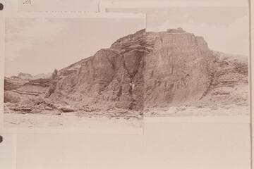 Ancient lava upthrust opposite end of Tanner Trail, Mile 68. Right bank of river in Grand Canyon