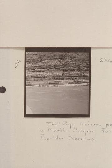 Rigg cruisers at Mile 18.5. The Rigg cruisers passed the Disney Reconnaissance in Marble Canyon 1953, June 08, just above Boulder Narrows