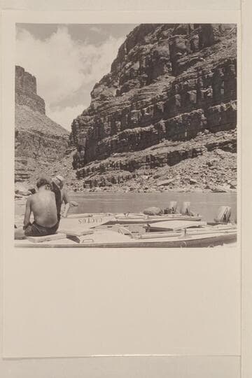 Replacing shields on the "Bootoo" and the "Cactus." Left to right: Visbak and Belknap. Lees Ferry gauge: 17,700 cfs
