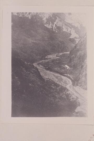 Rusts Camp looking north up Bright Angel Creek.  Copy of print in George Fraser's 1914 album