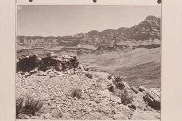 Indian ruin overlooking Cardenas Creek. The loop of the river above the mouth of Cardenas Creek is at center. Comanche Point is upper right