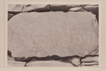 Elmer Kane's name and the date Aug 20 91 cut in the fort at Lees Ferry. Kane must have cut his name here when he was with the Best Expedition