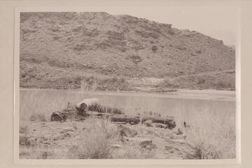 Cable anchorage for the old Lees Ferry. The road to Flagstaff is to the right on the opposite bank