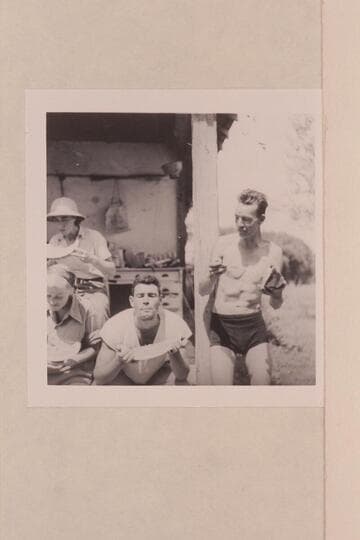 Shirley and Garth Marston at left. Ros Johnson upper left and Kent Frost at right. Melons at Ruple Ranch in Island Park
