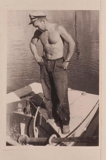 Buzz Holmstrom examines the "Wen" at Pats Hole. Buzz does not approve of the design