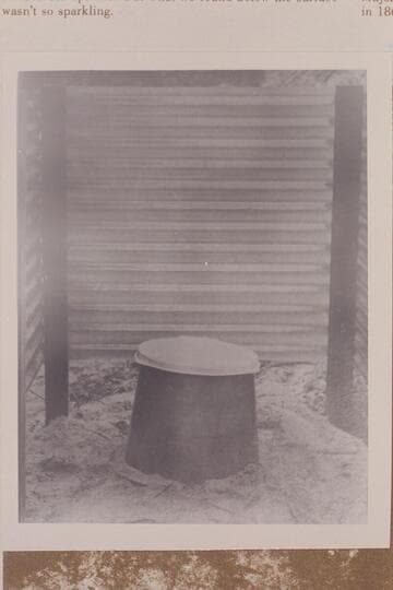 First pit toilet installed by the Park Service at Nankoweap as one of nineteen to solve the pollution problem of the beaches. A report states it was promptly filled with cans and rubbish