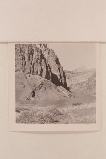 Upstream view at head of Hance Rapid. The characteristic dyke on opposite bank gave original name to the side canyon on the left bank