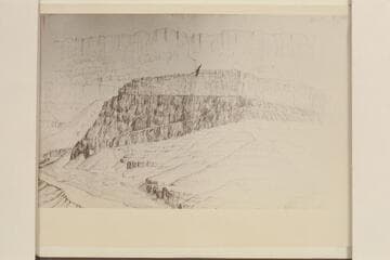 Original sketch marked Plate 6 and captioned: "Cliff opposite mouth of Chuar lava canon"