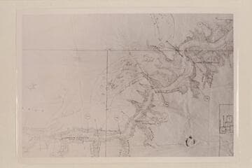 Buzz Holmstrom's sketch of Hance Rapid on the maps he used during his traverses of 1937 and 1938