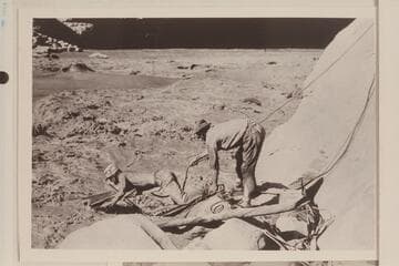 The flimsy contraption folded up during an attempted lining at Cave Springs Rapids at Mile 25.5 in Marble Canyon