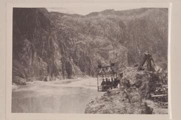 Rusts Cable above Bright Angel Creek showing the cage and the landing on the right bank