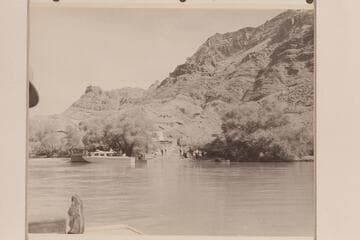Watching departure of 1947 Nevills party from Lees Ferry. Marston photo from the "Joan" in midstream. Lees Ferry gauge: 35,800 cfs