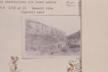 Up to mouth of Smith Fork Canyon from trail to inscriptions. The inscriptions are lower center