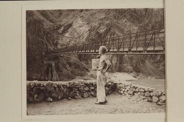 Marston at suspension bridge at Bright Angel Creek