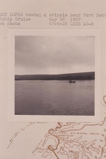 The "Bert Loper" towing a cripple near Fort Bottom. Friendship Cruise